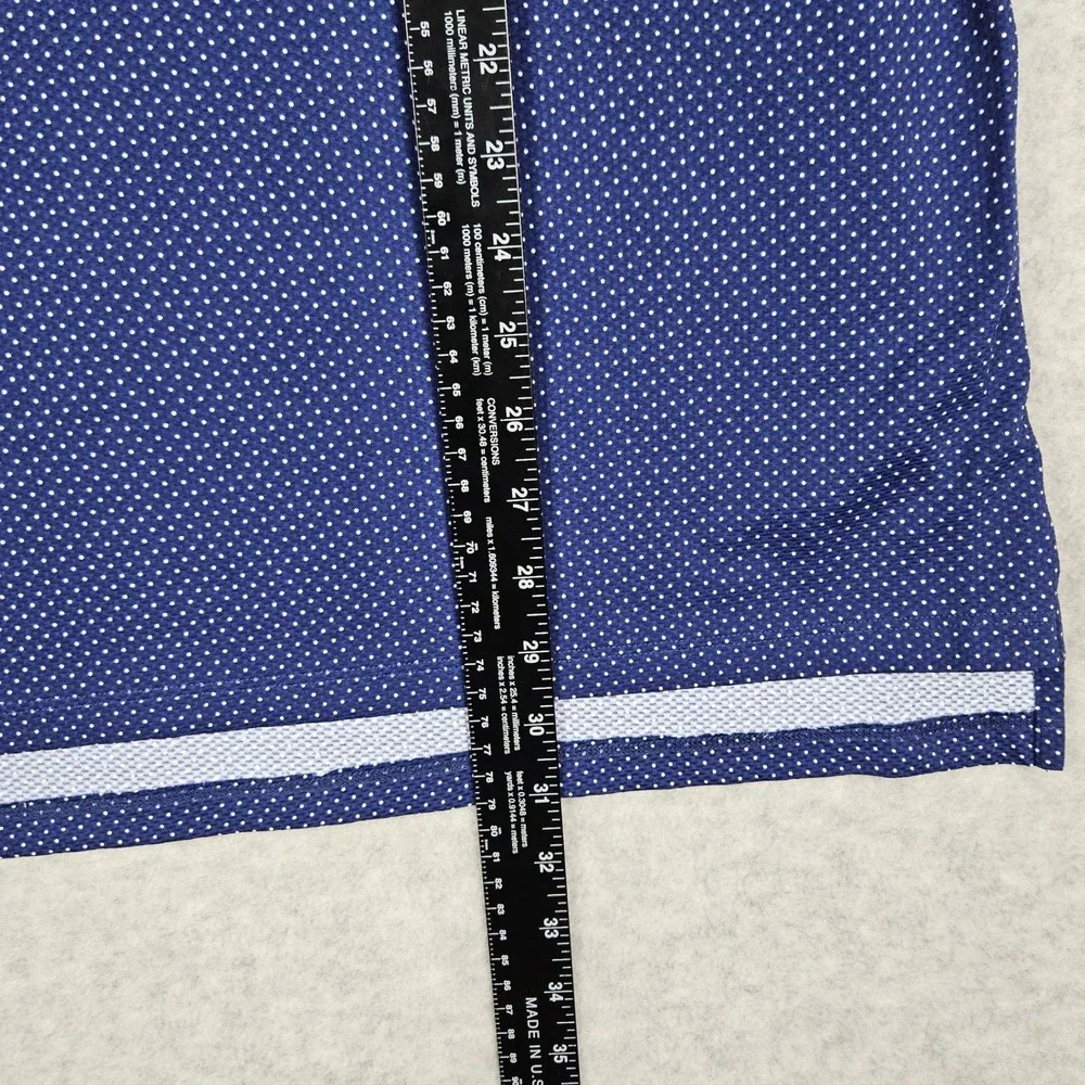 B Draddy Captain Cool Sport (Men's Large) Blue Polo Shirt Short Sleeve Dots Golf